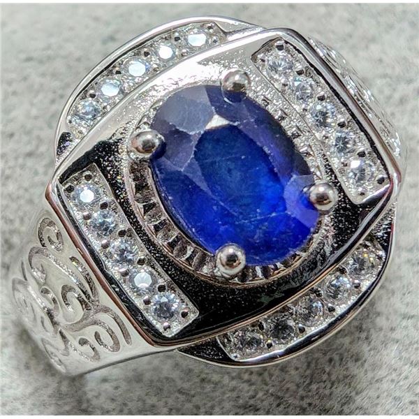 $440, SILVER(6.24g), SAPPHIRE (1ct)RING, size , retail value $440, ring resizeable for $50