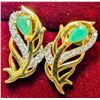 Image 1 : $180, SILVER(2.9g), EMERALD (0.6ct)EARRING, retail value $180