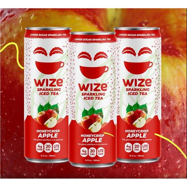 Wize Sparkling Apple Iced Tea Lot of 12 Cans, 355 ml Each