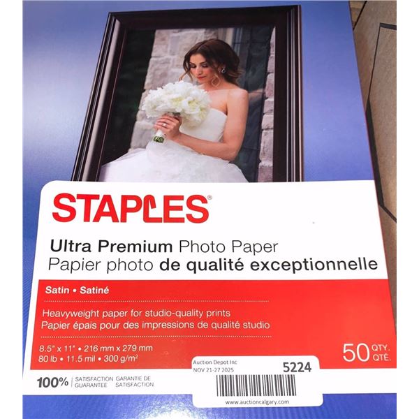 Staples Ultra Premium Photo Paper, Satin Finish, 8.5 x 11 Inches, 50 Sheets LOT OF 2
