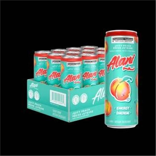 Alani Nu Juicy Peach Energy Drink, 12 Pack – 355 mL Cans