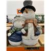 Image 1 : Snowman and Child Figurine with Scarf and Hat