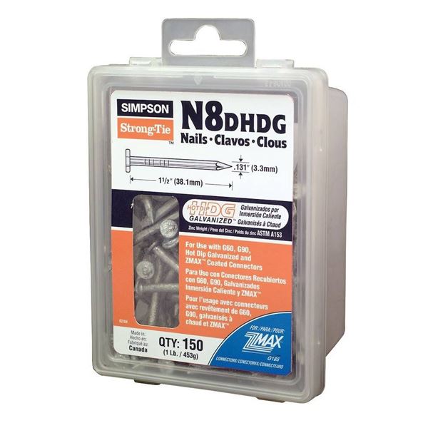 Simpson Strong-Tie N8DHDG Galvanized Nails – 150 Count, 1.5 lb (453g) LOT OF 4