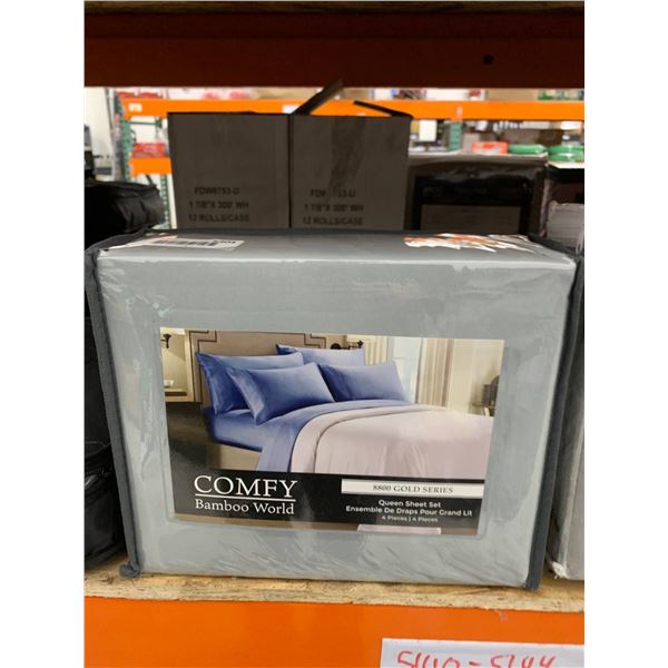Comfy Bamboo World 1800 Gold Series Queen Sheet Set in Light Gray