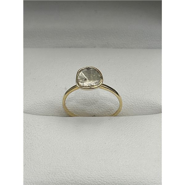 Gold Plated Ring Featuring Transparent Gemstone with 925 Marking