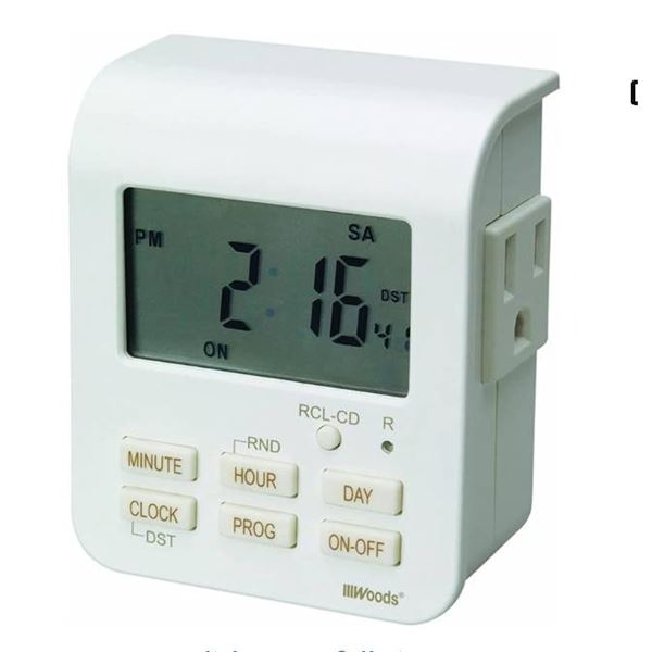 Woods 50009 Indoor 7-Day Heavy Duty Digital Outlet Timer with 2-Outlets