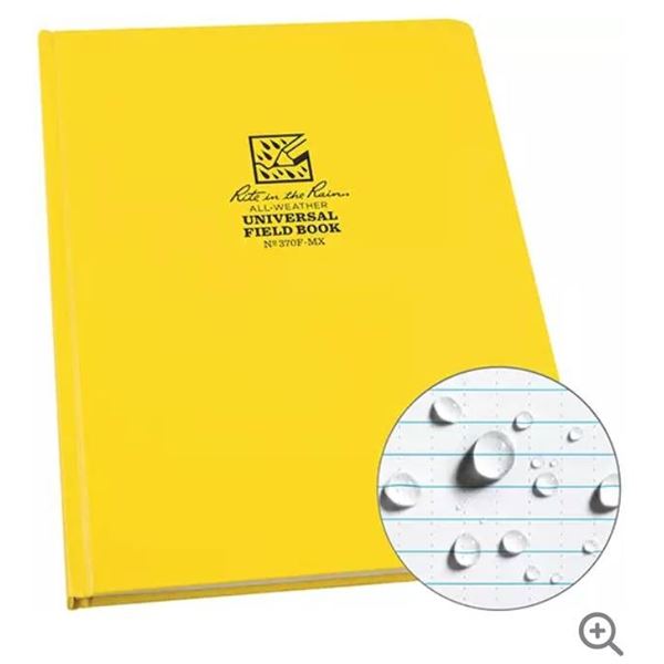 Rite In The RainMaxi Bound Book, Hard Cover, Yellow, 160 Pages, 8-1/2″ W x 11″ L