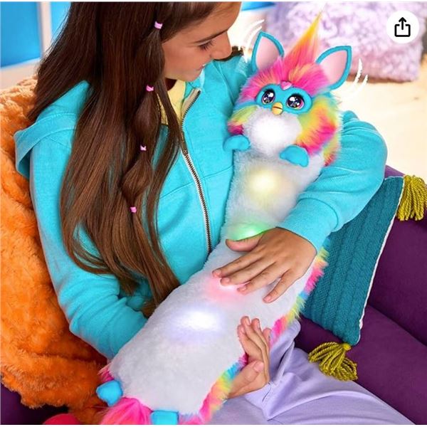 Furby DJ Furby Interactive Toy, Super Snuggly Rainbow Electronic Plush with Music, Lights, Motion, a