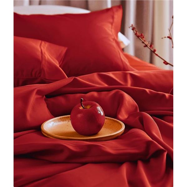 Comfy Bamboo World 1800 Gold Series Queen Sheet Set Red