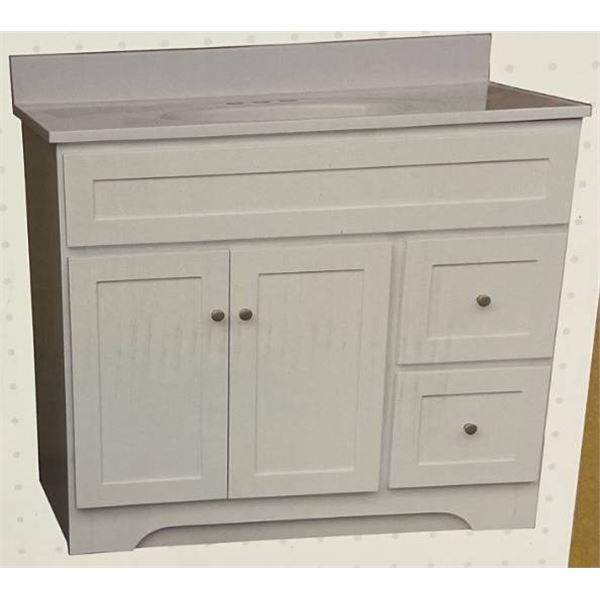 Homebase 36-Inch Madeline Vanity With Cultured Top White Finish