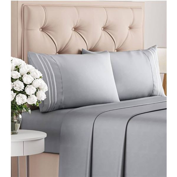 Comfy Bamboo World Celeste 9900 Series 4-Piece King Sheet Set Grey