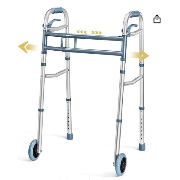 Medical King Aluminum Lightweight Walker with Wheels, Rolling Walker