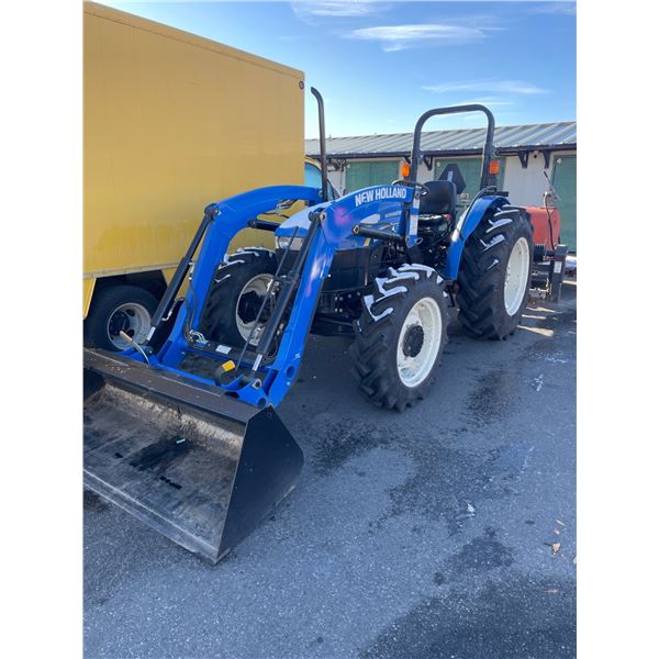 New Holland Workmaster 75 Tractor With Front Loader and Harley T-6 Power Box Rake