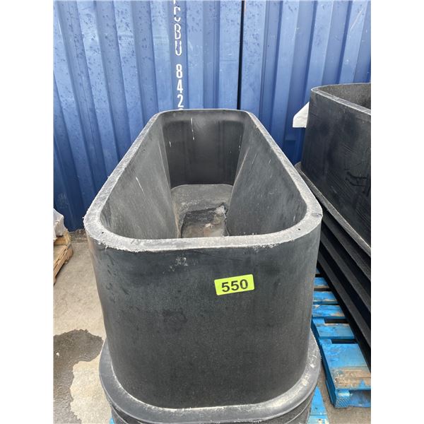 Lot of 5 Rectangular Black Industrial Tub Measuring Approximately 24 in by 72 in