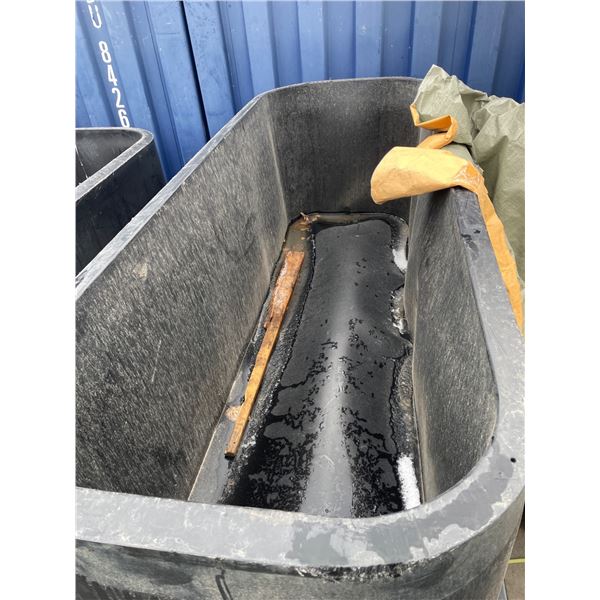 Lot of 5 Rectangular Black Industrial Tub Measuring Approximately 24 in by 72 in