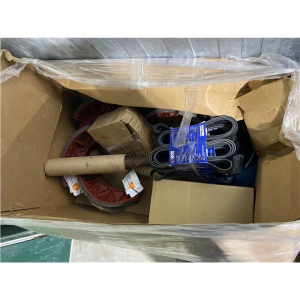 Pallet Lot of Mixed Items Including Paccar Parts Including Brake Shoe Assemblies and Belts