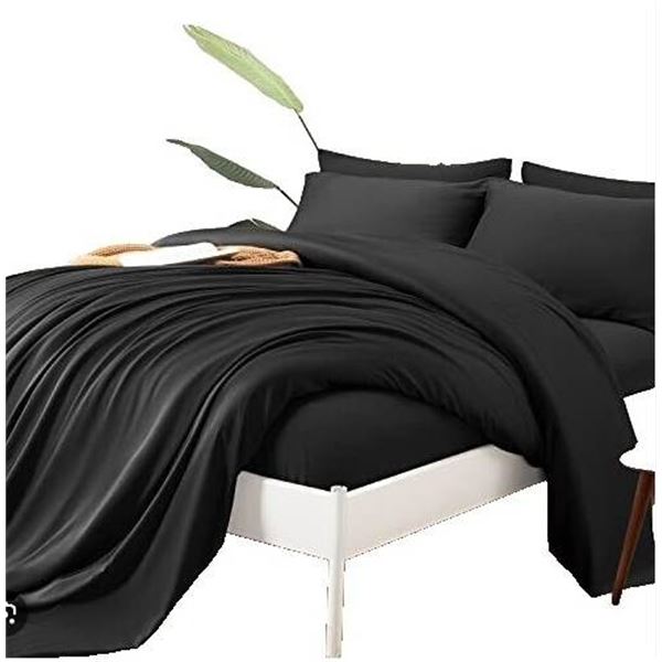 Comfy Bamboo World 4-Piece Bed Sheet Set – King Size – Black
