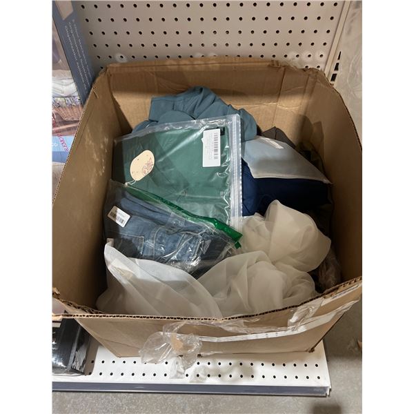 Box Lot Of Assorted Clothing in various styles and sizes