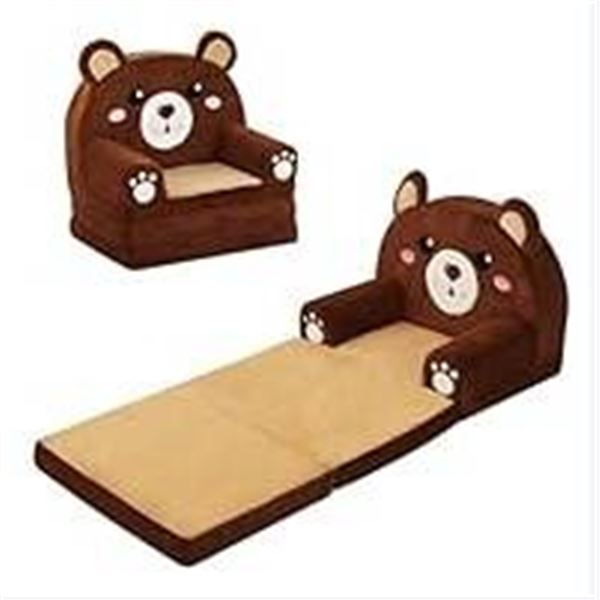 Children’s Foldable Plush Chair with Bear Design