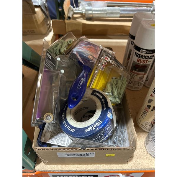 Box Lot Of Assorted Hardware Lot Including Tools and Fasteners