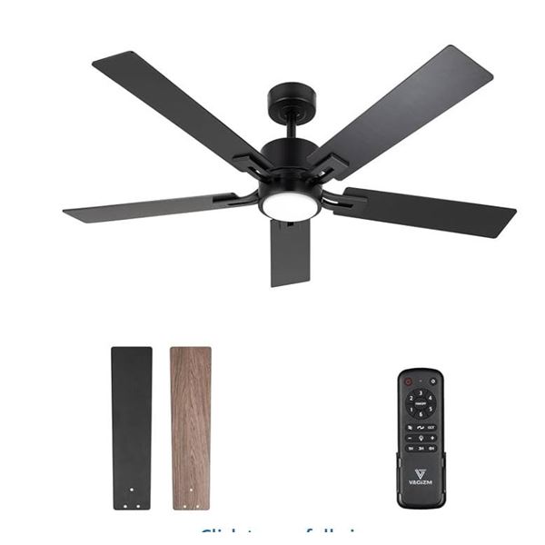 Vagizm Ceiling Fan with Light Remote: 52 inch Modern Bedroom Fans with Dimmable Tri-Color Temperatur