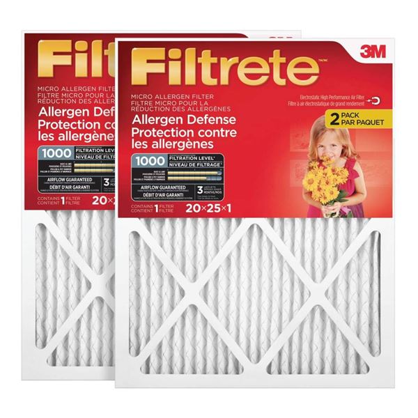 3M Filtrete Allergen Defense Air Filters 20 x 25 x 1, 2-Pack