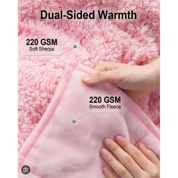 Sherpa Weighted Blanket, Pink and Grey – Double Bed Size