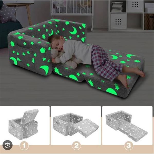 Sliguy Kids Couch with Glow in the Dark Moon and Star Pattern