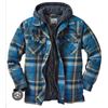 Image 1 : Zenthace Men’s Warm Flannel Jacket with Hoodie, Size XXL