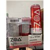 Image 2 : 12-Pack Zoa Energy Drink – Strawberry Watermelon, 355ml Cans