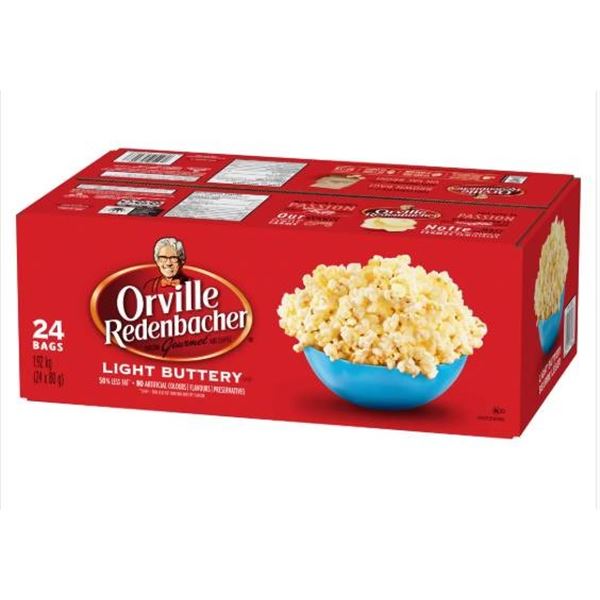 Orville Redenbacher’s Light Buttery Popcorn Packets, 80g, Lot of 24
