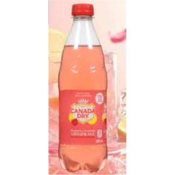 Canada Dry Raspberry Lemonade Ginger Ale, 24 Bottles, 500 mL Each