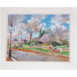 Kamil Kubik, Sunday in the Park, Signed Pastel 