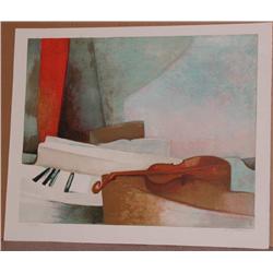 Claude Gaveau, Piano, Signed Lithograph