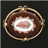 Image 2 : Antique 10k Gold Micro Mosaic Grape Scene Carnelian & Tube Frame Oval Pin Brooch