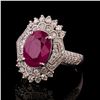 Image 2 : 4.55 ctw BURMESE Ruby and 0.90 ctw Diamond Platinum Ring (GIA CERTIFIED)