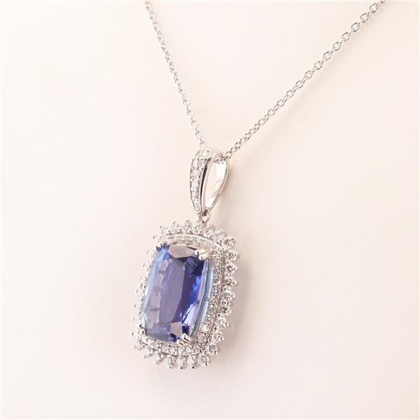 9.18 ctw Tanzanite and 1.33 ctw Diamond Platinum Pendant/Necklace