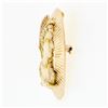 Image 5 : Vintage Retro 14K Rosy Yellow Gold Carved White Shell Fluted Pin Brooch Pendant