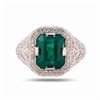 Image 1 : 3.66 ctw Emerald and 0.80 ctw Diamond Platinum Ring