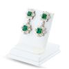 Image 2 : 7.37 ctw Emerald and 1.12 ctw Diamond Platinum and 18K Yellow Gold Dangle Earrin