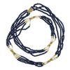 Image 5 : Vintage 31" Blue Lapis & Pearl Bead Multi Strand Necklace w/ 14k Gold Clasp Bead