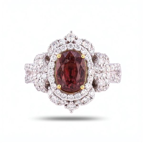 2.03 ctw UNHEATED Pink Brown Sapphire and 1.01 ctw Diamond Platinum and 18K Yell