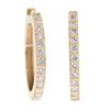 Image 1 : NEW Classic 14k Rose Gold 0.26 ctw Pave Diamond 15.4mm Simple Huggie Hoop Earrin