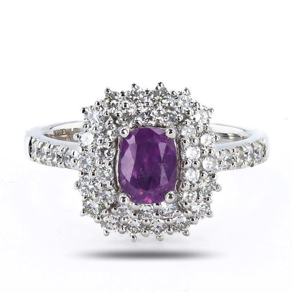 0.81 ctw UNHEATED Purple Pink KASHMIR Sapphire and 0.88 ctw Diamond Platinum Rin