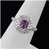 Image 3 : 0.81 ctw UNHEATED Purple Pink KASHMIR Sapphire and 0.88 ctw Diamond Platinum Rin