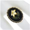 Image 7 : Handmade 14K Gold Natural Stone Pietra Dura Flower Mosaic Twisted Wire Ring