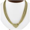 Image 1 : Italian 14k Gold 17" Multi Strand Wheat Mesh Link Chain Necklace Knot Center