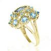 Image 7 : 10k Yellow Gold Large Oval Round Blue Stone Open Work Domed Tiered Cluster Ring