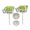 Image 4 : NEW 14k White Gold 2.86 ctw Round Green Peridot w/ Diamond Accent Stud Earrings