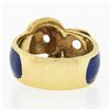Image 6 : Vintage 18K Yellow Gold Royal Blue Enamel w/ Textured Gold Work Buckle Band Ring